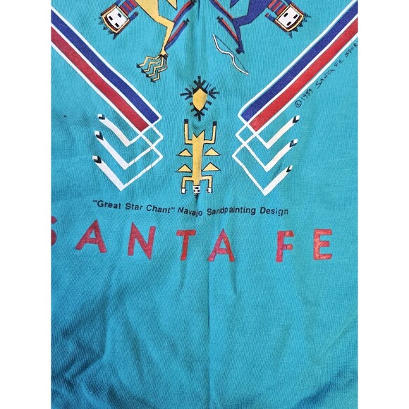 Vtg 80's Single Stitch Santa Fe New Mexico Graphic T Shirt Mens Medium Hanes - Picture 4 of 9